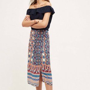 Anthropologie HD In Paris Olympia Silk Midi Skirt